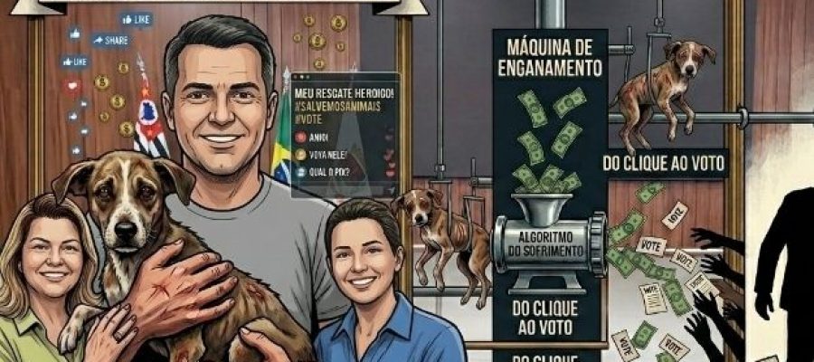 O MERCADO DA MISÉRIA ANIMAL: A ESPETACULARIZAÇÃO DA DOR COMO PALANQUE ELEITORAL E FONTE DE LUCRO