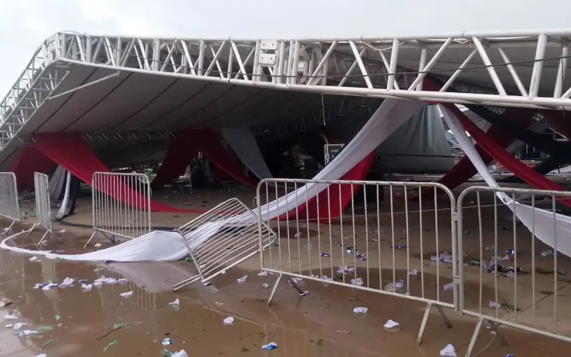 Uma pessoa morre e 40 se ferem em queda de estrutura durante festa