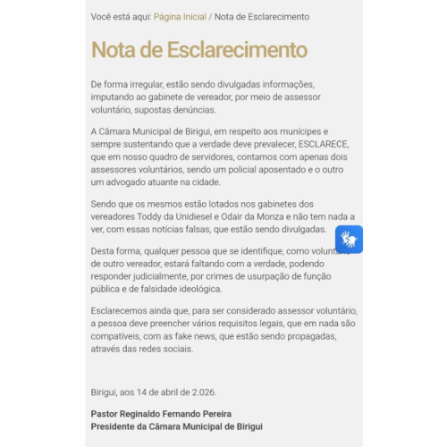 Câmara de Birigui confirma fake news e levanta dúvidas sobre omissão diante de desinformação da Prefeita