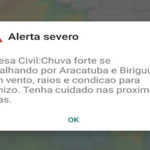 ALERTA MÁXIMO: Alerta de tempestade em Birigui e Araçatuba
