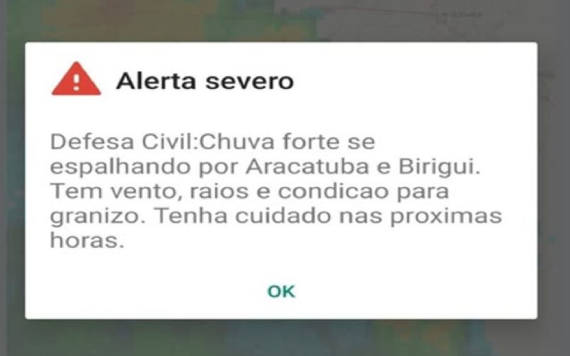 ALERTA MÁXIMO: Alerta de tempestade em Birigui e Araçatuba